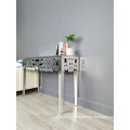 clear mirror round spot console table